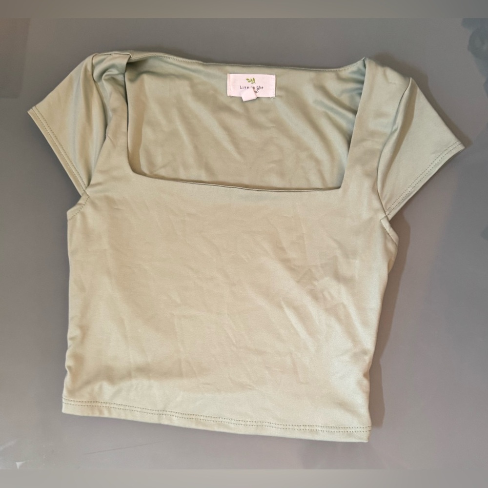 Women's Sage Green Square Neck Top